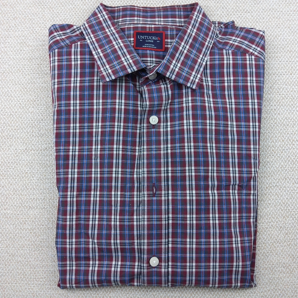 Untuckit Labrusca Style‎ 100% Cotton in a Red/Black Plaid, Mens Size L